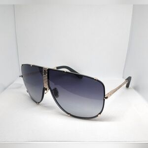 NEW AUTHENTIC Philipp Plein Shield SPP075M 0376 Black/Gold Sunglasses